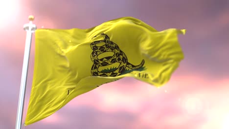 no me pises gadsden bandera agitando en el viento en lento en la puesta de sol, bucle