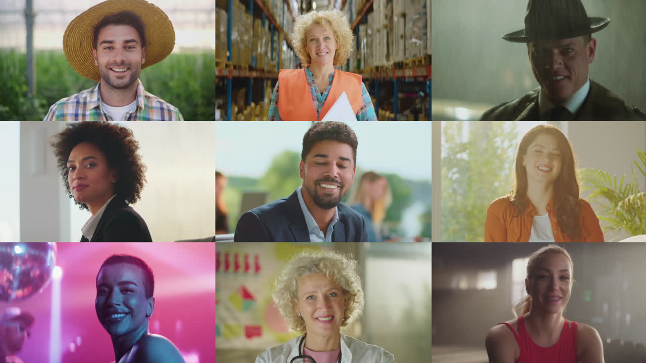 Diverse Collage of People in Various Professions