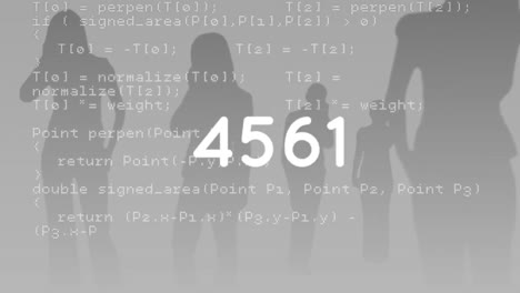 Animación-De-Procesamiento-De-Datos-Y-Números-Con-Siluetas-De-Personas-Sobre-Fondo-Gris