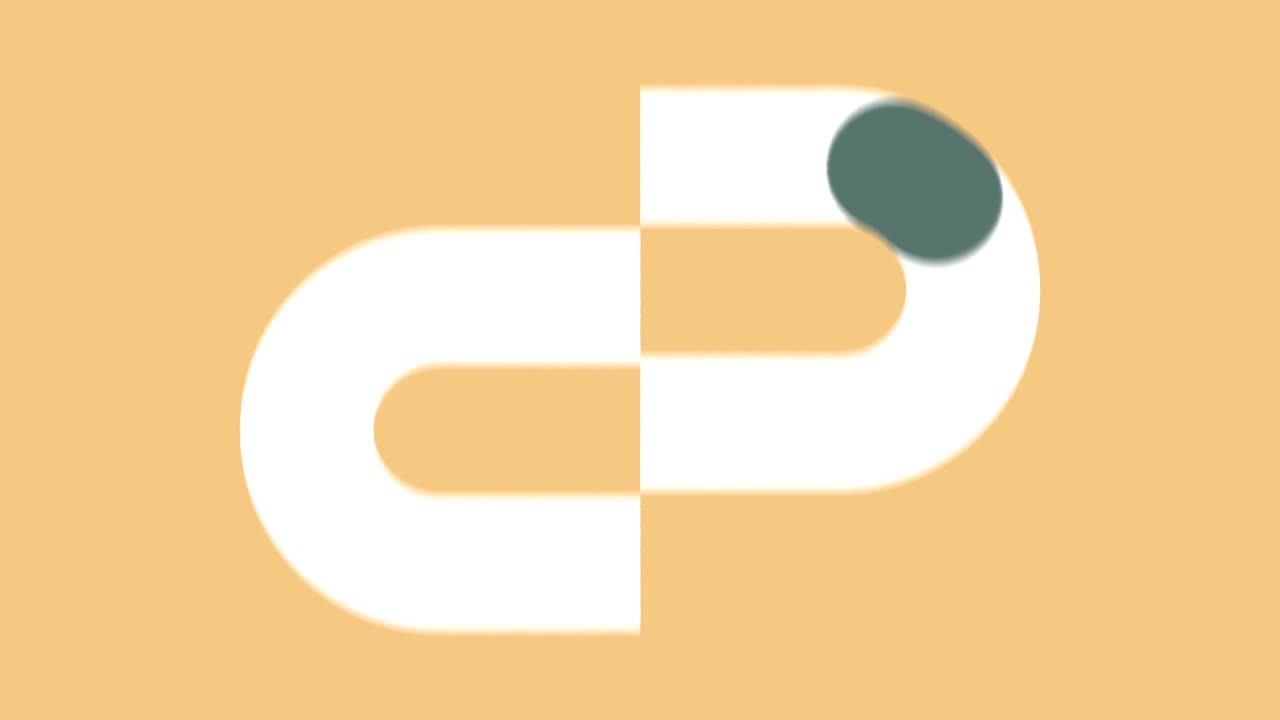 Looping animation of the endless movement of a ball along a path. Yellow background