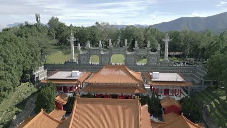 sun moon lake drone aerial view wen wu temple 4k