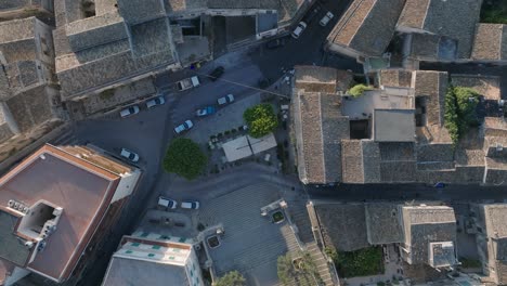 aerial view of modica alta val di noto sicily old baroque town rooftops south italy