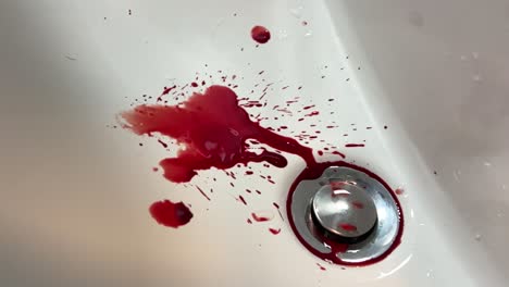 slowmotion of blood dripping into sink