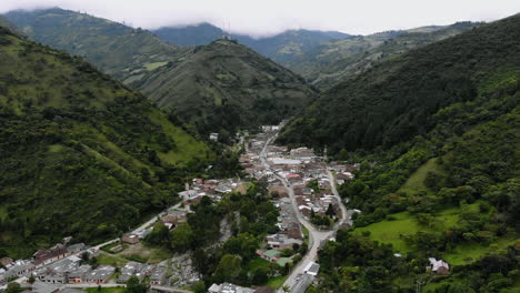 aerial view of the colombian town in the middle of the mountains - colombia