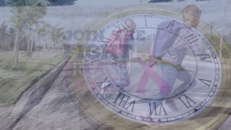 animación de un reloj que se mueve sobre diversos escolares corriendo