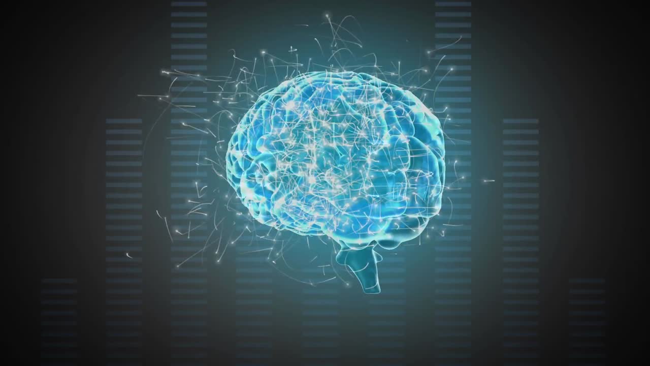 Digital composite of a brain and digital bars