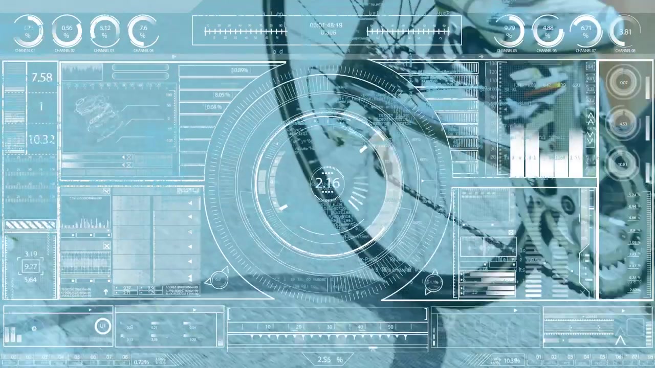 Animation of statistics and data processing over bike and cyclist