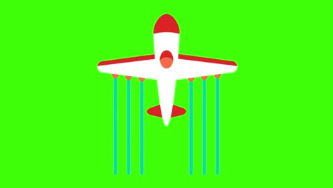 colorful simple animation of a flying airplane icon isolated on a green screen in 4k