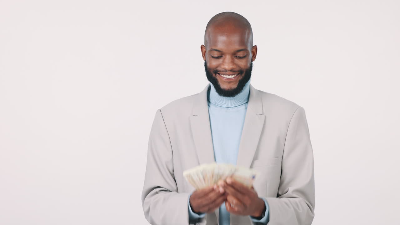 Soldi, finanza e un uomo vincitore della lotteria in studio