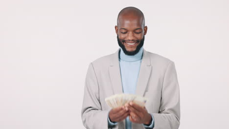 money, finance and a man lottery winner in studio