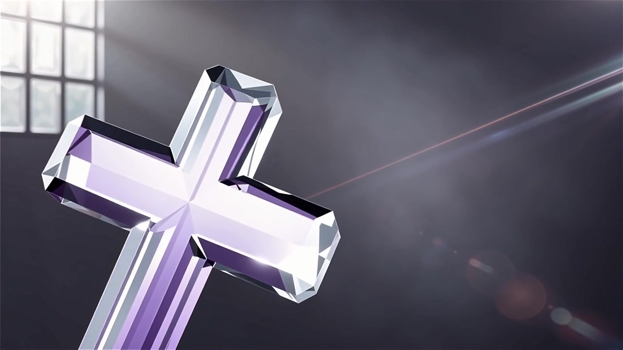 Croce Cristiana Luce Celestiale Sfondo per il Culto.