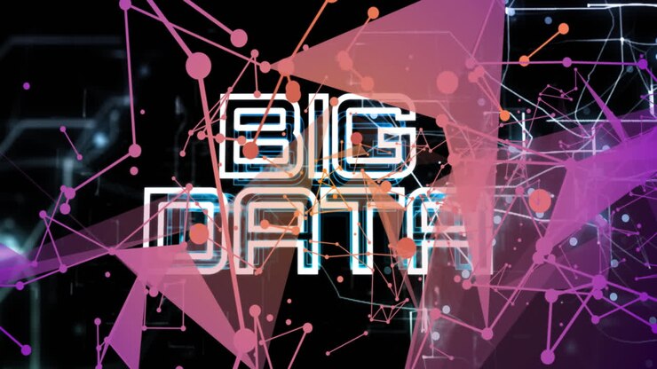 Animation of big data text, connections and data processing