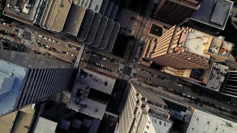 high-angle view of a busy urban intersection