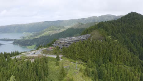 cinematic aerial shot of the sete cidades area in the azores