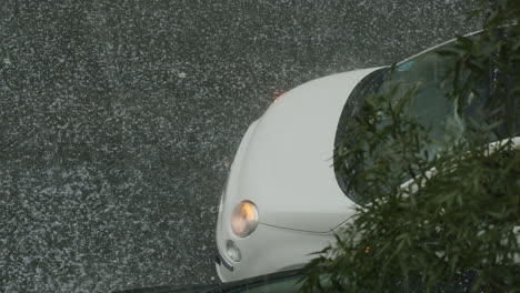 heavy hailstorm in the city