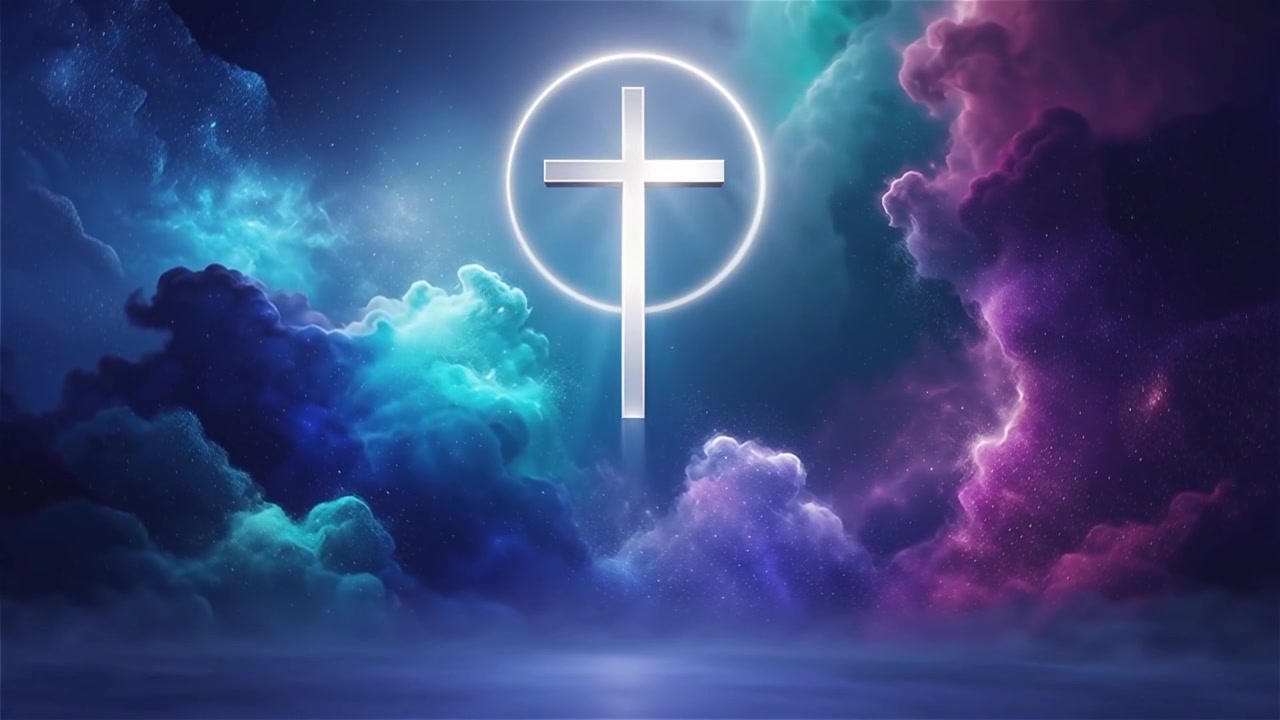 Christian Cross Heavenly Light Worship Background