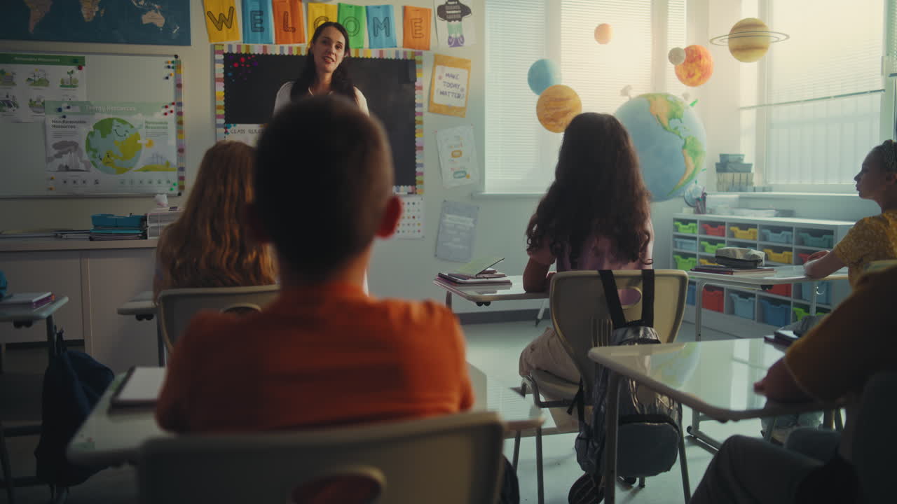 STEM Class Female Teacher with Digital Tablet Educating Ecology to Diverse Children