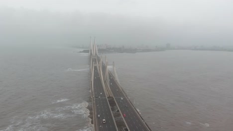 drone shot over the mumbai sealink bridge