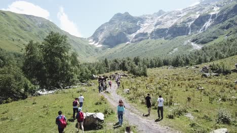 hiking trail in a mountain valley