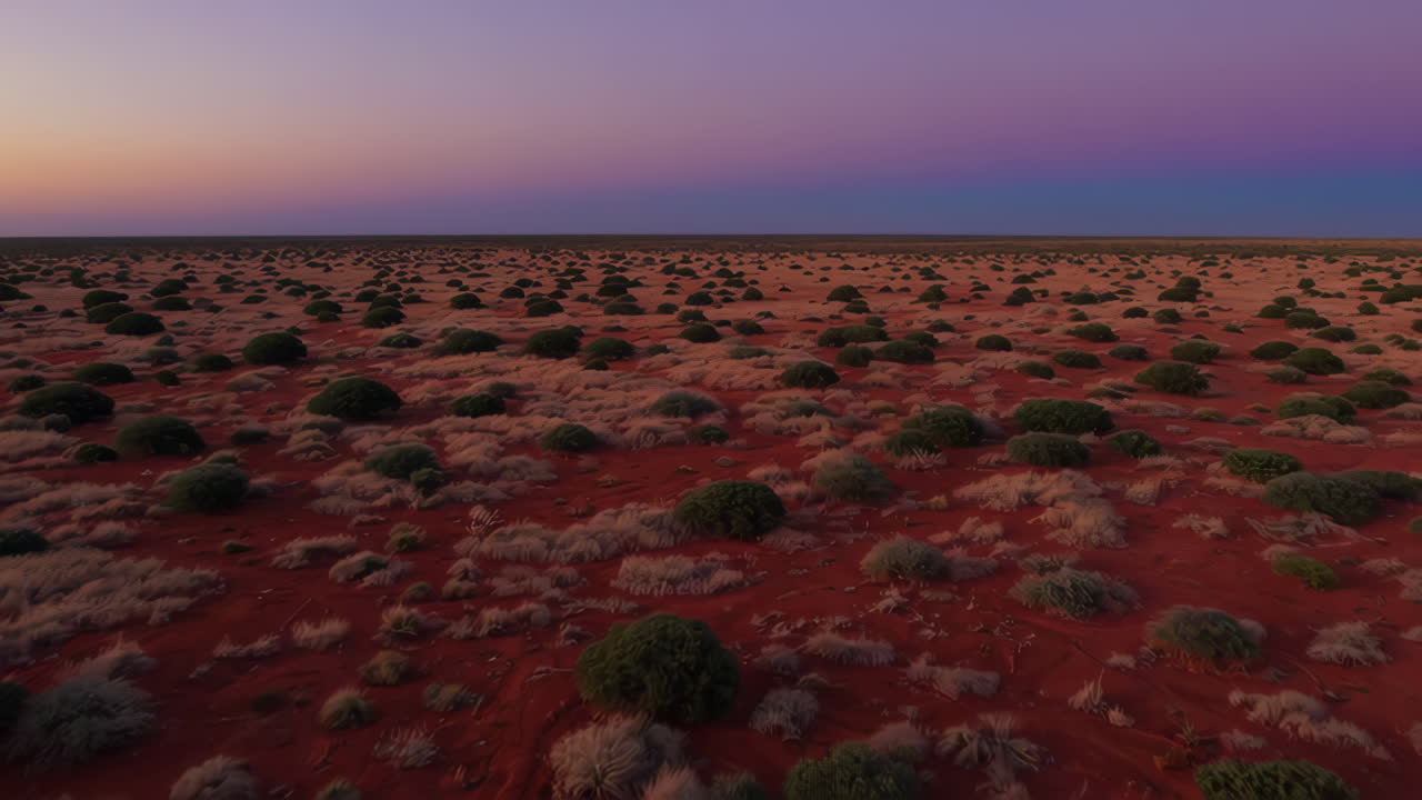 Aerial View of a Desert Landscape at Sunrise/Sunset
