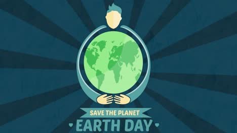 animation of hands embracing globe and earth day writing