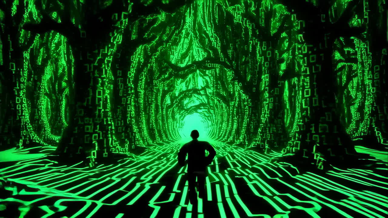 Digital Forest Tunnel - Matrix-like Scene