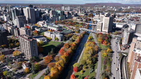 beautiful aerial view of ottawa downtown canal autumn