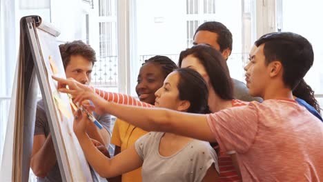 Business-executives-discussing-over-on-whiteboard