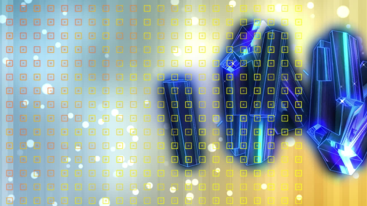 анимация синих бриллиантов, движущихся на синем и желтом фоне