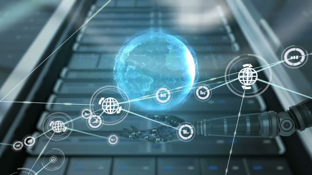 디지털 글로브와 함께 움직이는 커 ⁇ 터와 디지털 데이터