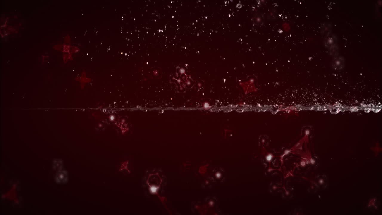 검은 바탕에 분자 위에 물방울의 애니메이션