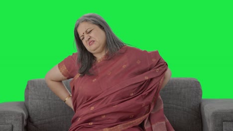 Sick-Indian-old-woman-suffering-from-back-pain-Green-screen