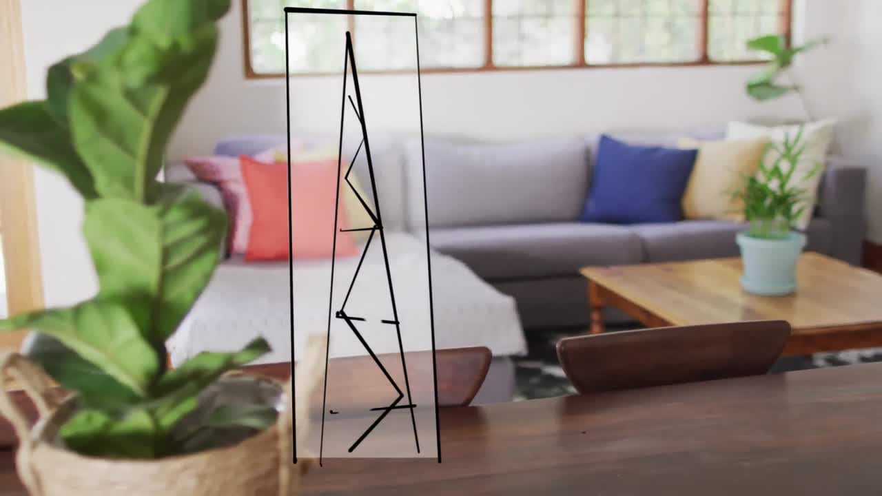 animación del dibujo del diagrama sobre la sala de estar.