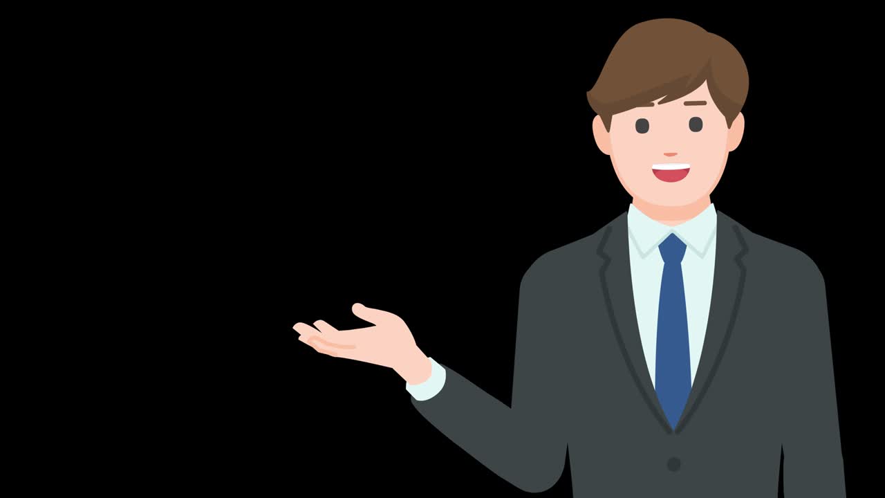 Talking businessman showing gesture isolated with alpha channel