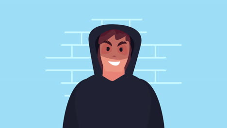 personaje cómico icono animado hacker