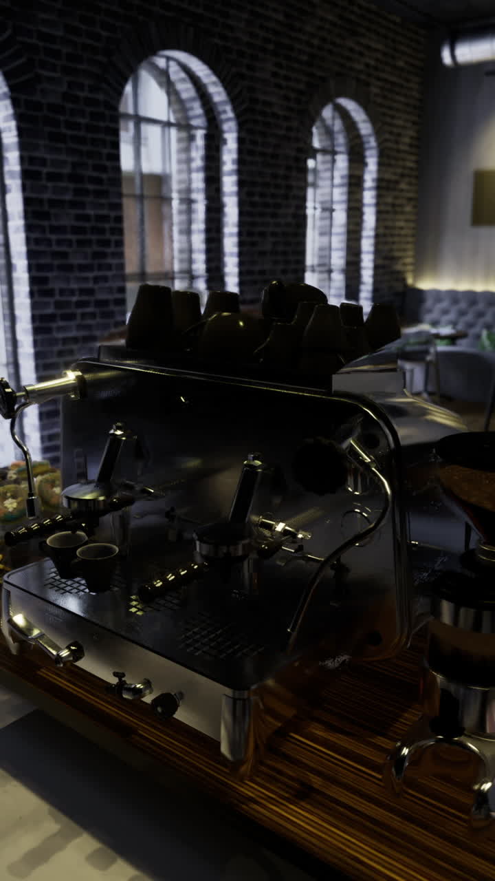 Interni moderni di una caffetteria con elementi di design ricercati e atmosfera accogliente
