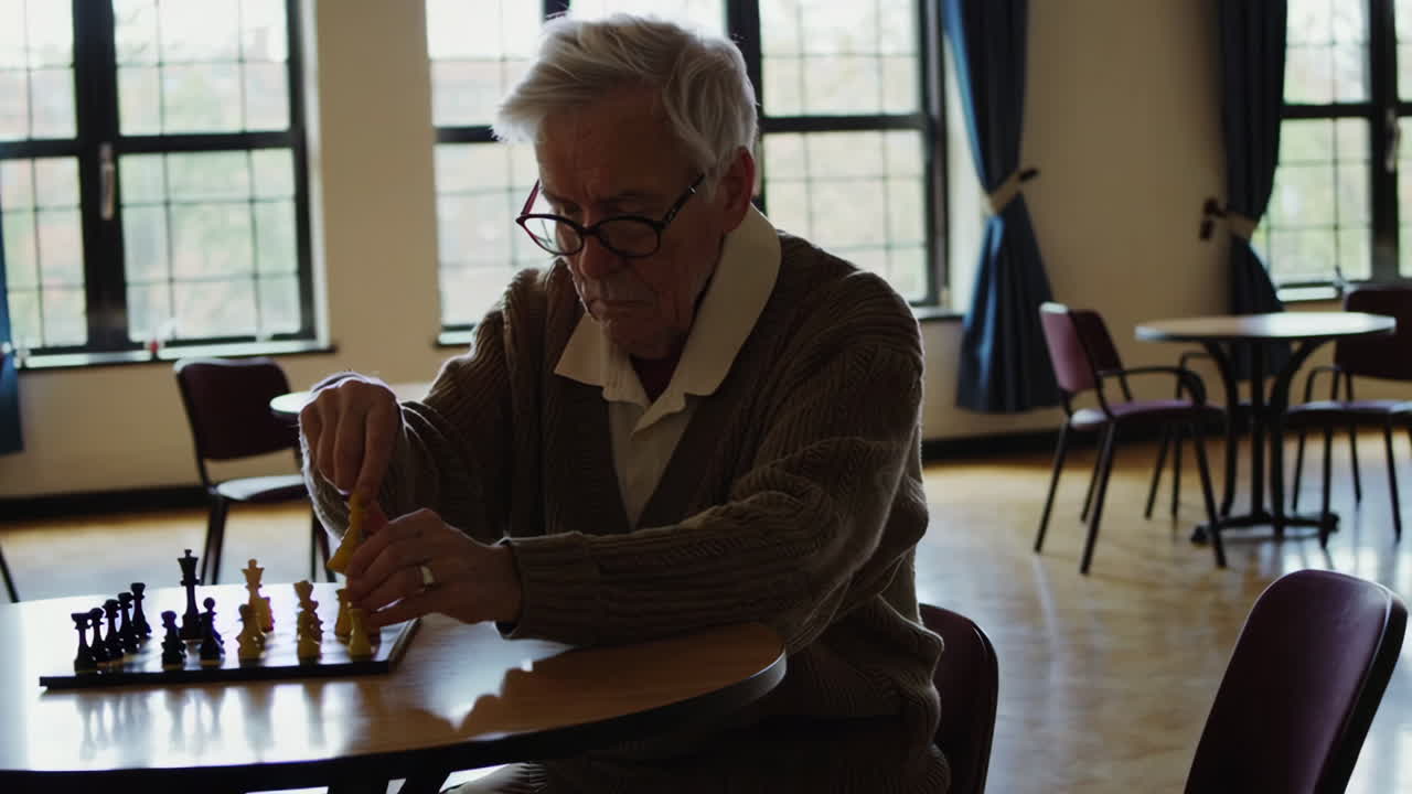 Elderly Man Playing Chess