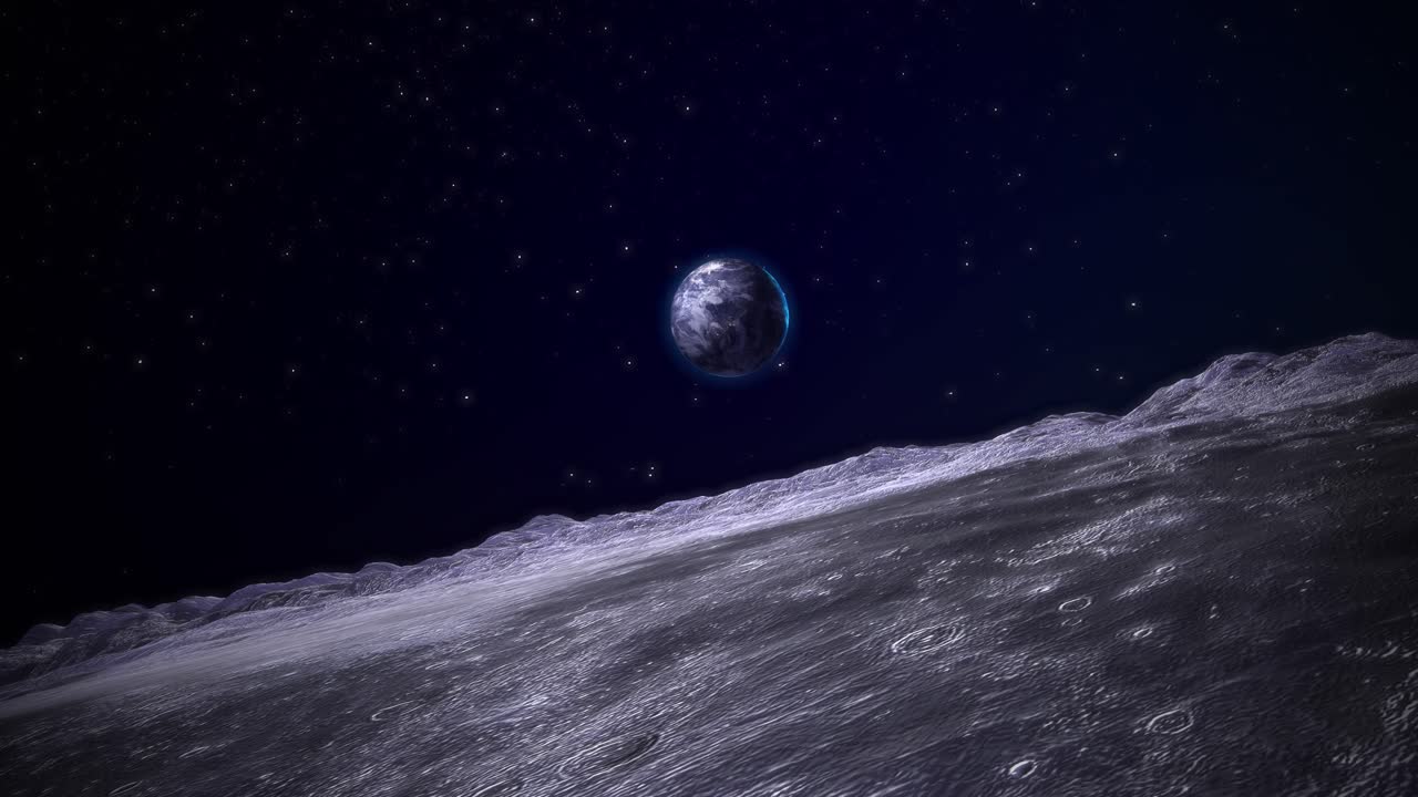 Paesaggio lunare con la Terra
