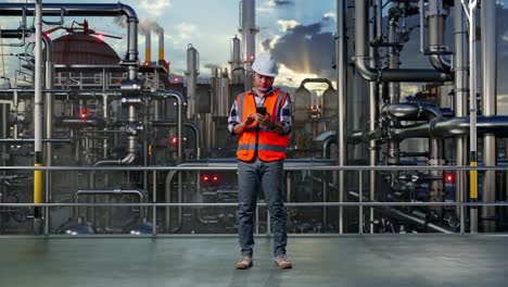 engineer checking equipment in an industrial plant