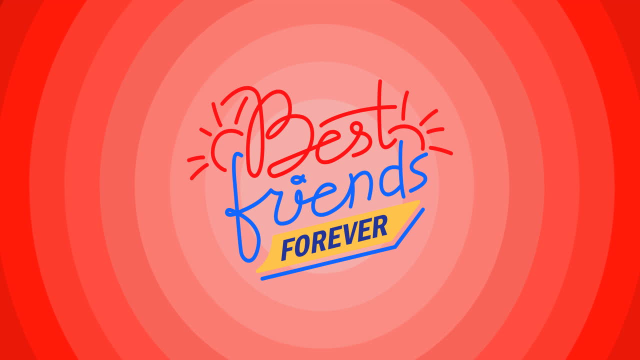 가장 친한 친구의 애니메이션 영원히 빨간 바탕에 텍스트