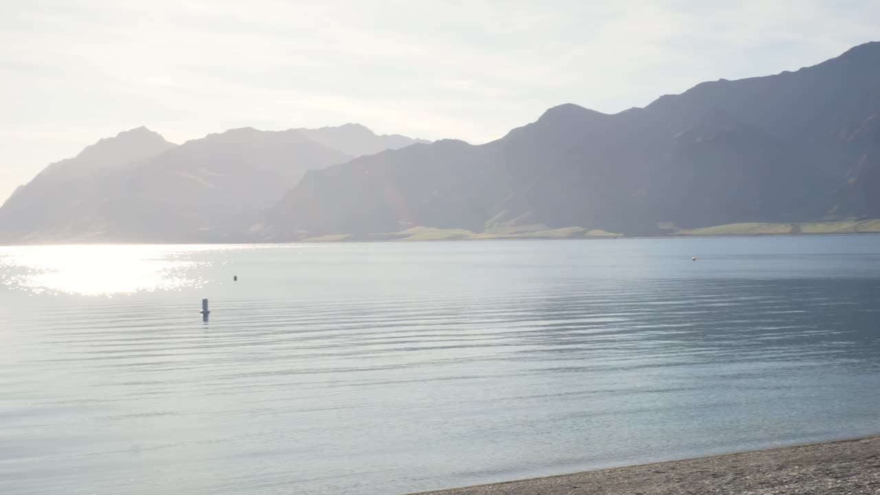 Tranquil Scenery At Lake Hawea, Otago Region Of New Zealand's South Island - Panning Shot