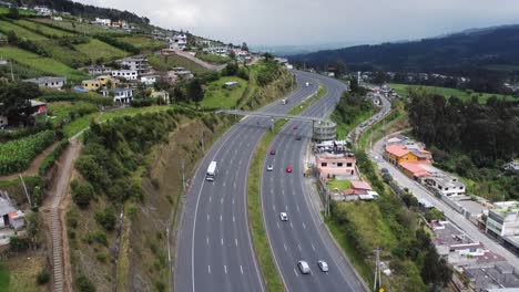 Aerial-View-of-E35-Panamerican-South-Tambillo,-Mejía-Canton,-Pichincha-province