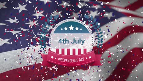 4th-of-July,-Independence-Day-text-in-banner-and-American-flag-with-confetti