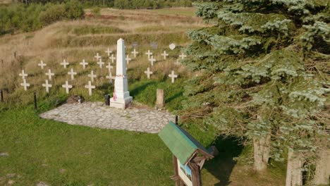 aerial view of major ilic memorial park and cemetery on javor mountain, serbia