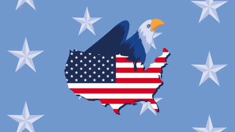 united states of america flag in map and eagle