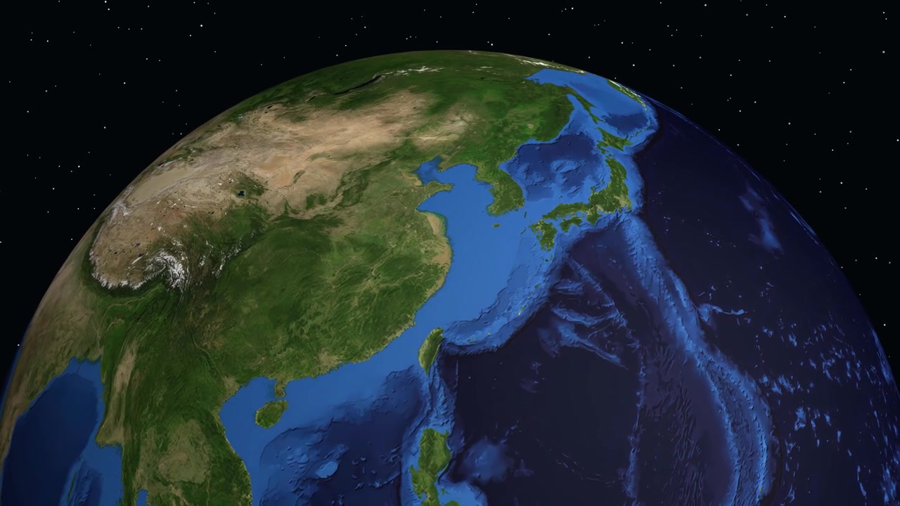 Globo digitale che ruota e zooma dallo spazio su Shanghai, Cina, mostrando statistiche specifiche sulla popolazione
