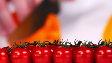 red ripe cherry tomatoes close up