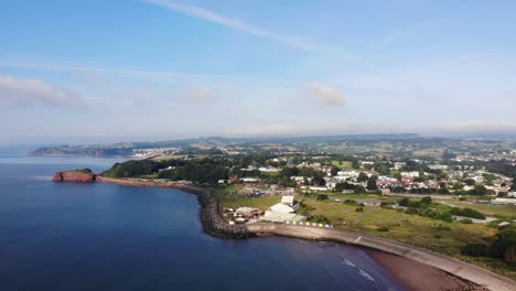 Aerial-View-Of-Dawlish-Warren-Town-On-Devon-Coastline