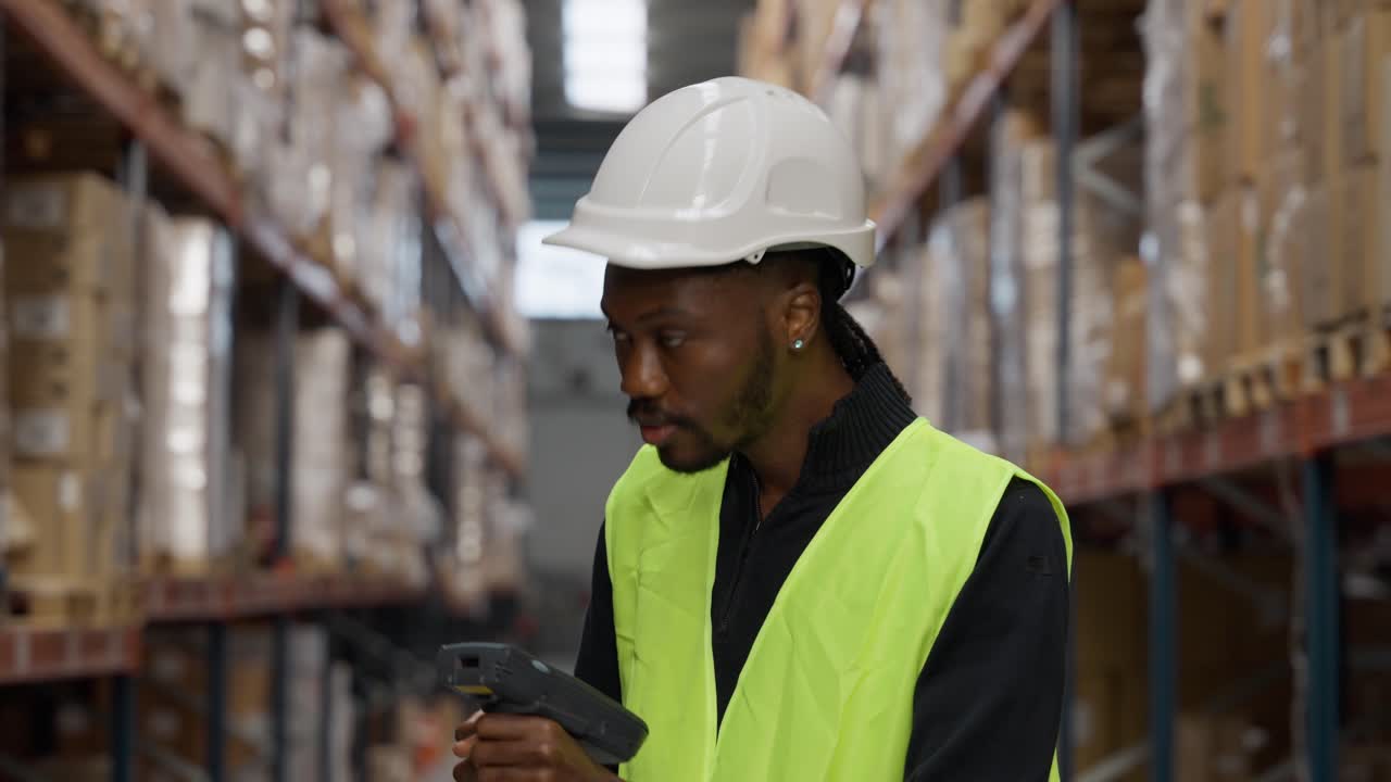Warehouse worker scanning inventory