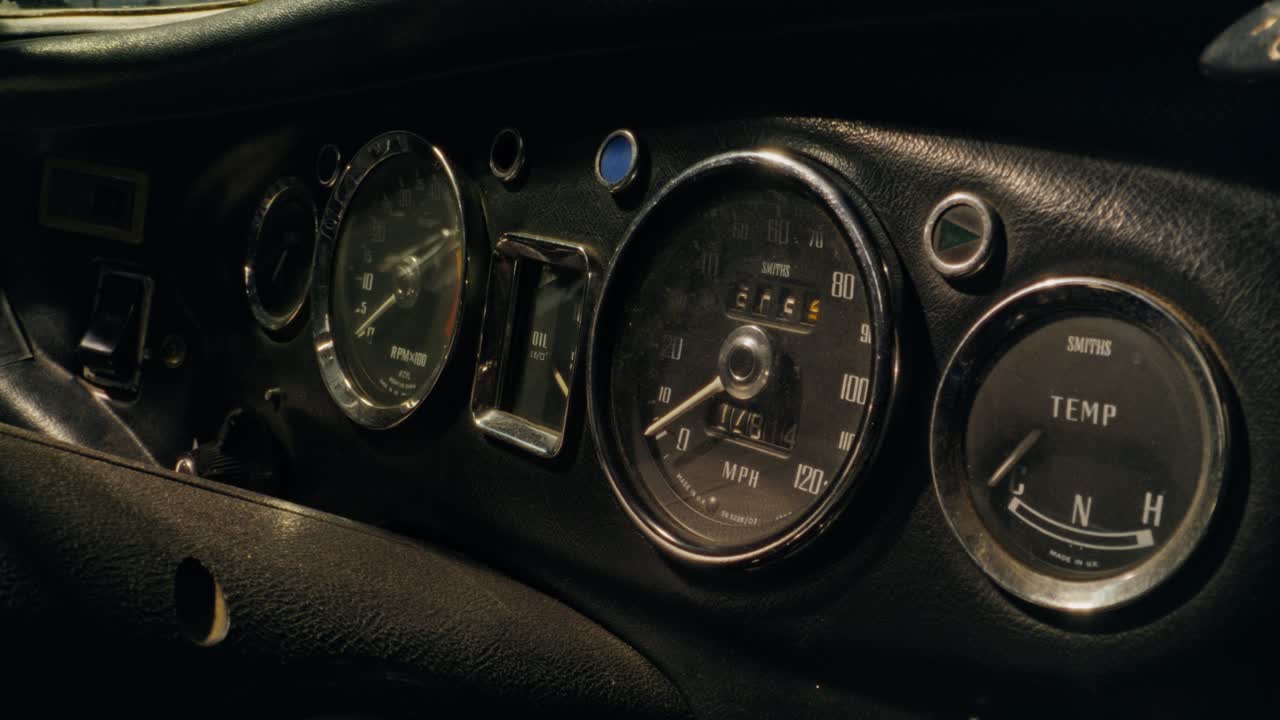 Classic Car Dashboard with Gauges